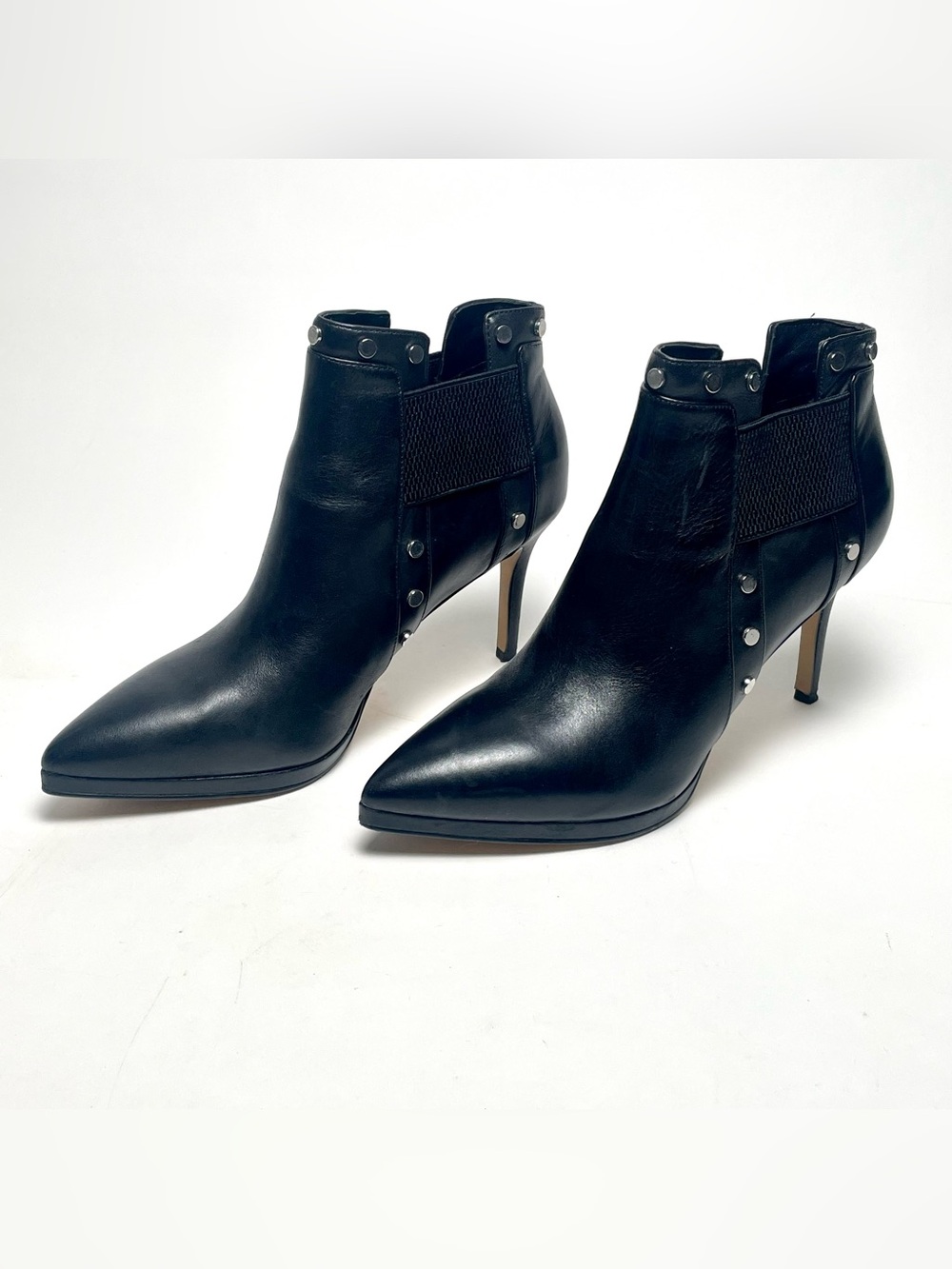 Karl Lagerfeld Paris Amedee Black Leather Studded Ankle Boots Booties Size 8 M